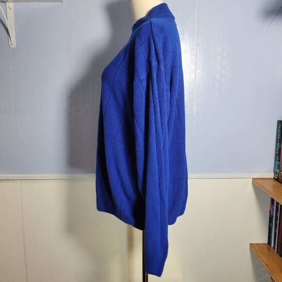 Dressbarn 22/24 Deep Blue Medium Weight Longsleeve Checked Turtleneck Sweater - Picture 4 of 9